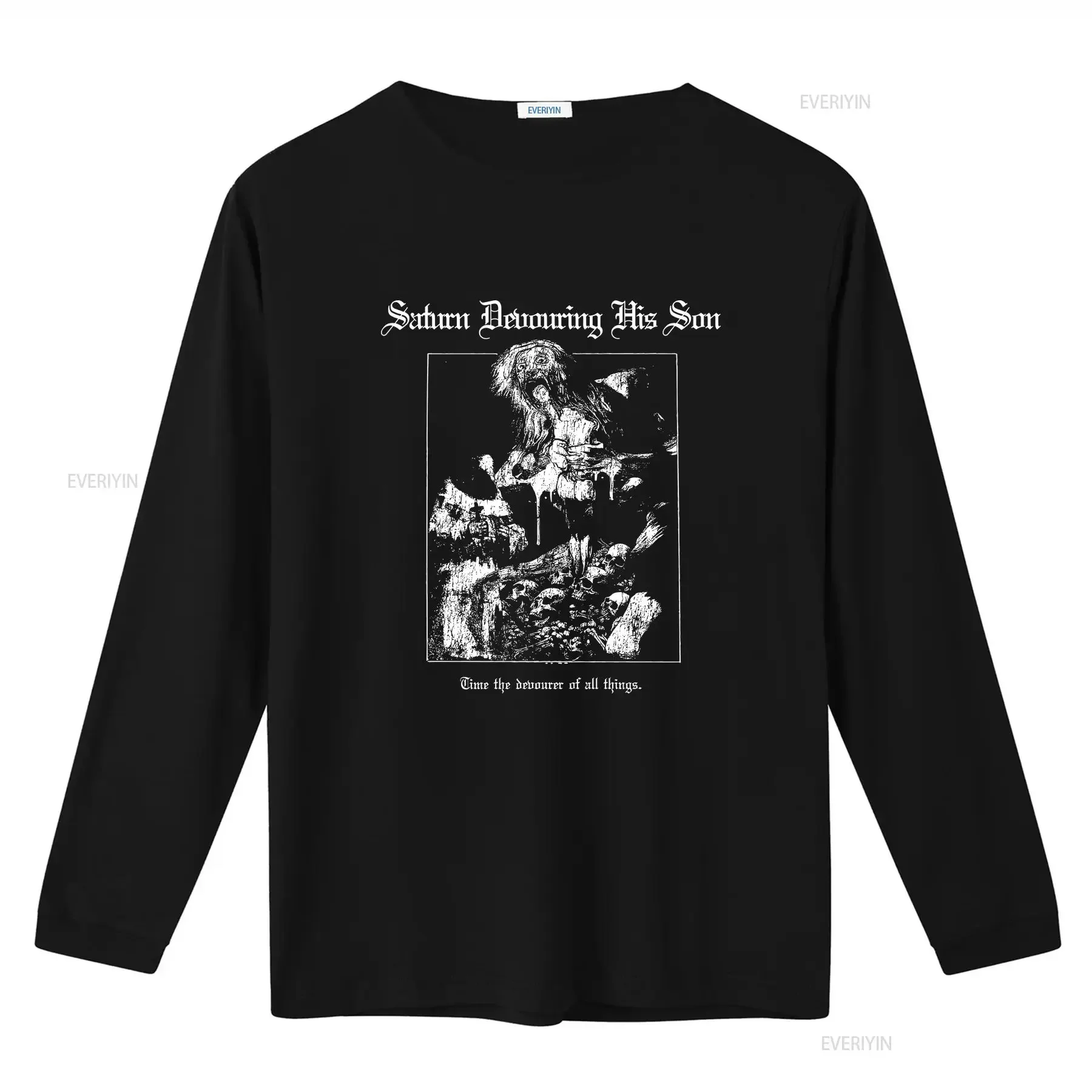 تي شيرت رعب قوطي زحل يغادر ابنه فرانسيسكو دي جويا عتيق مغسول موضة قابلة للتنفس ملابس خروج أنيقة قليلاً