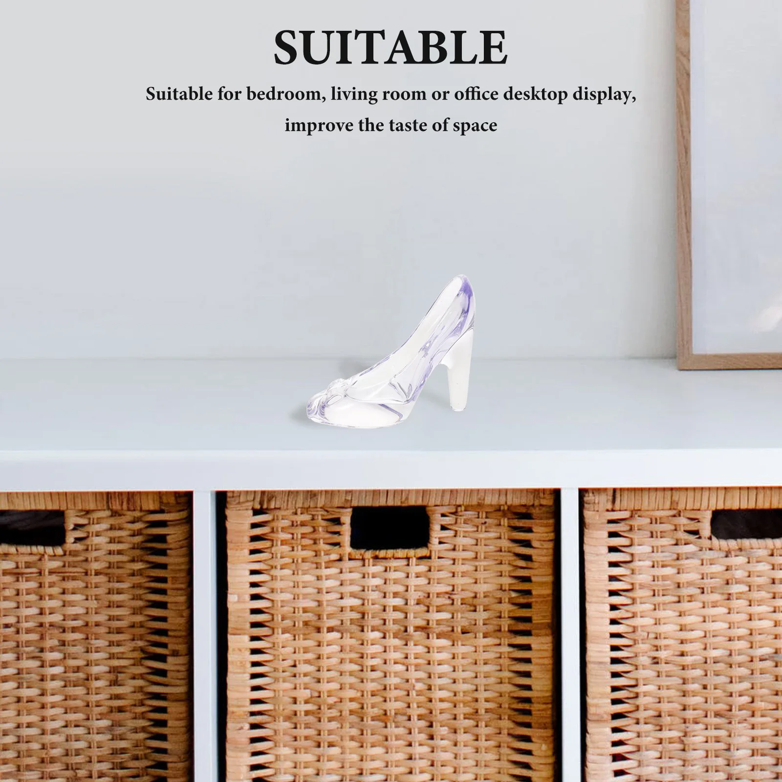 

Transparent Glass Slipper High Heel Ornament Sophisticated Decor for Bedrooms Office Desks and Parties Glass Slipper