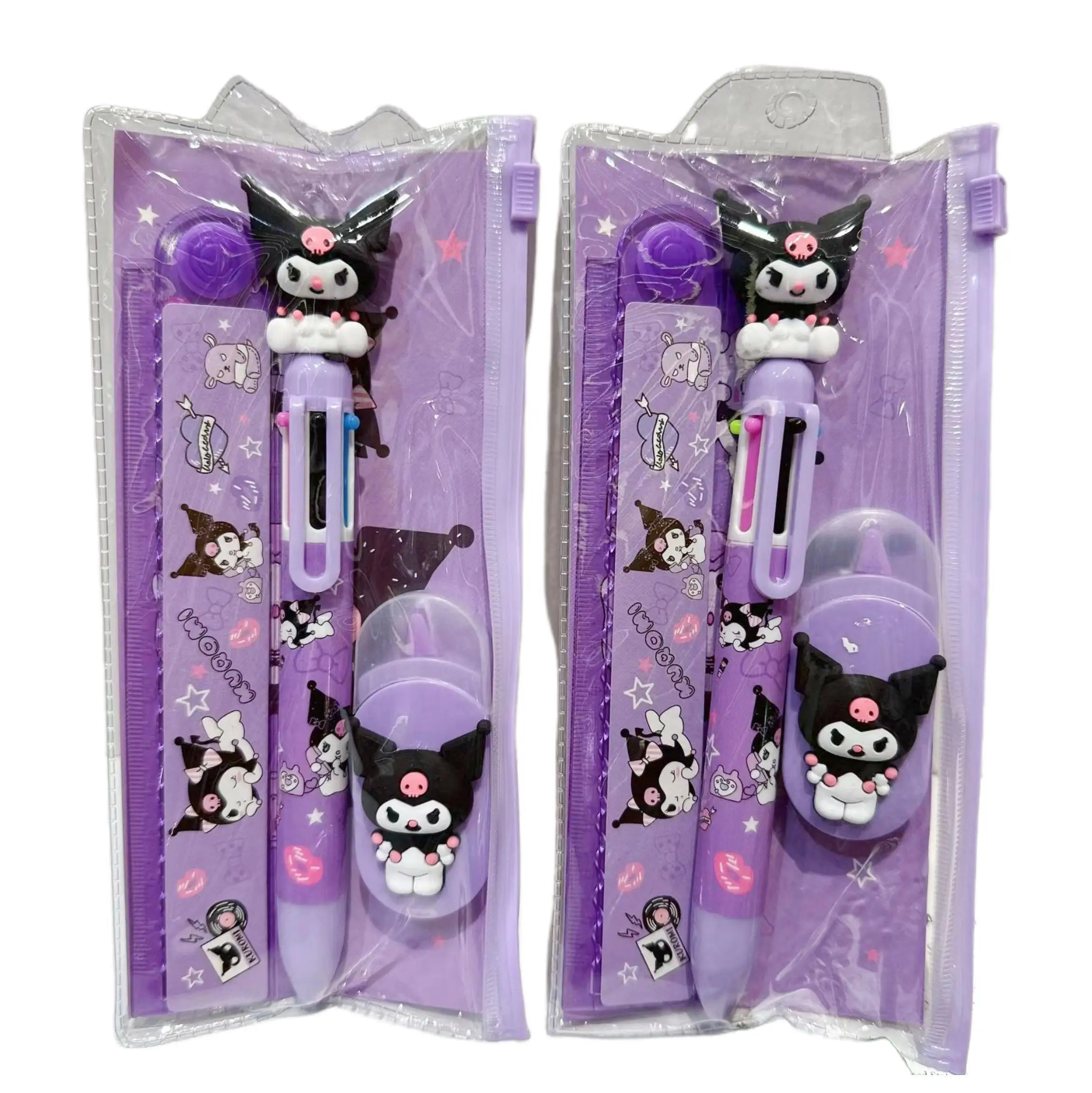 Cartoon Sanrio Hellokittys My Melody Multi-Color penna correzione righello Set carino studente cancelleria Kuromi manuale Set di cancelleria