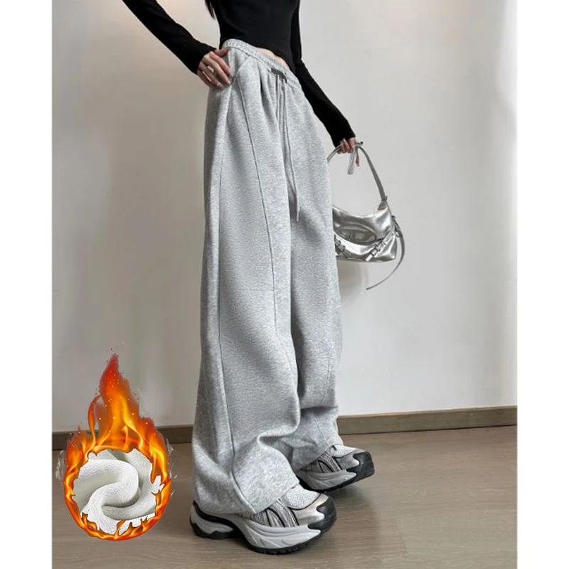 Pantaloni termici in pile casual da donna invernali Pantaloni coreani in peluche a vita alta da donna Pantaloni sportivi comodi e caldi da neve
