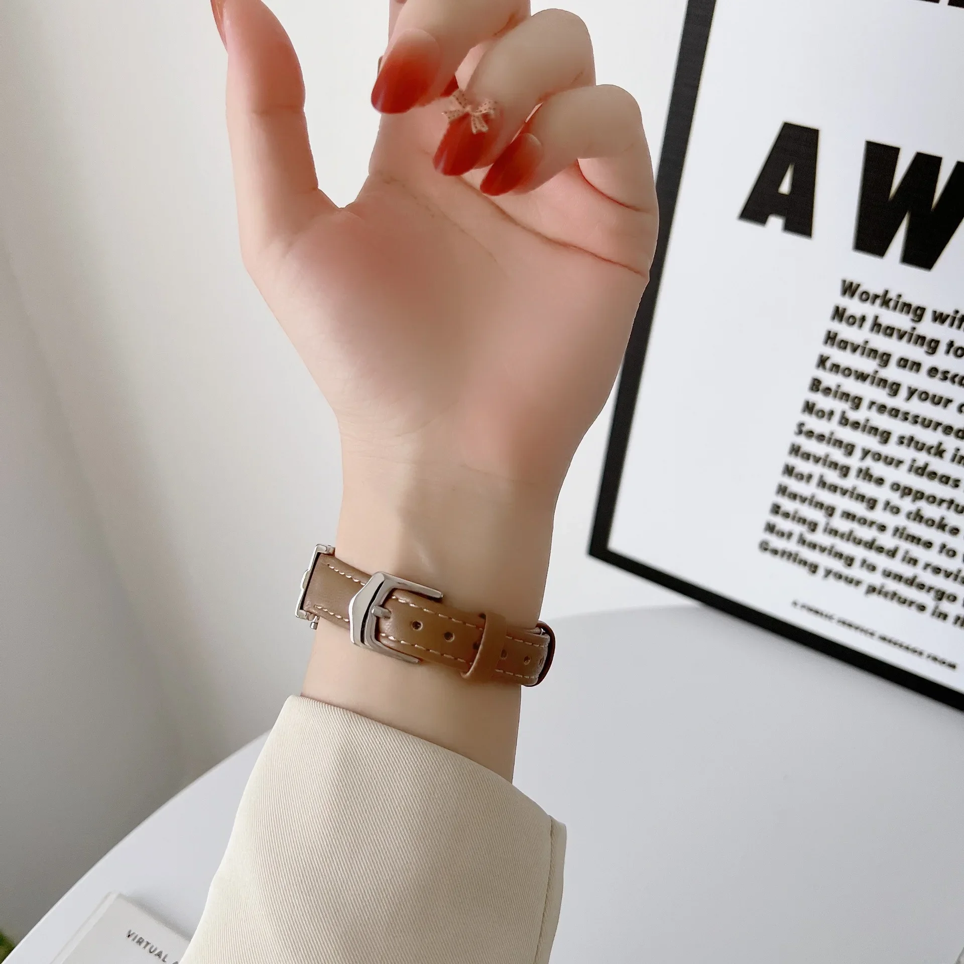 حزام جلدي جديد لسلسلة Iwatch 876 49 مللي متر 41 مللي متر 45 مللي متر SE 5 4 3 2 1 44 مللي متر حزام نحيف لساعة أبل #2