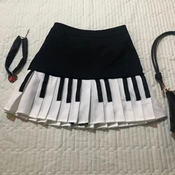 Design Bow Gray Pleated Skirt Women Lace Patchwork Mini Skirt 2024 Summer Fashion Lolita Style Striped Dot Print Cutecore Skirt