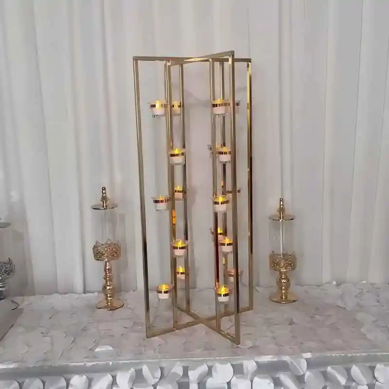 5 Stück Elegante Metall-Kerzenhalter für Hochzeit Geburtstag Tischdekoration Kerzenständer mit Glasbecher Heimtischdekoration Gold/Silber – Detail 7