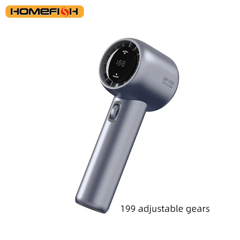 HOMEFISH Handheld Portable Fan 3 Speed Foldable Desktop Fan USB Rechargeable 3600mAh LED Digital Display for Home Office Travel