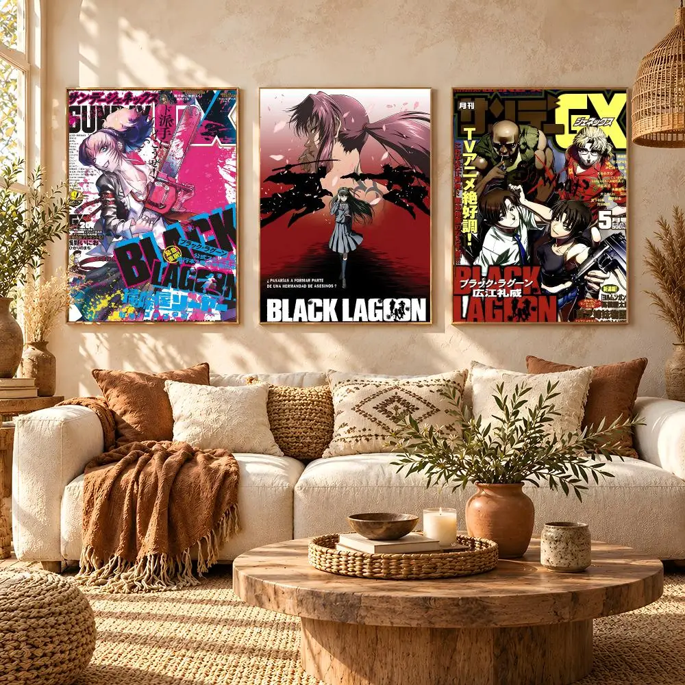 anime Black Lagoon Poster Poster HD Printing Boho Aesthetic Style Wall Art Home Decor For Living Room Bedroom Gift
