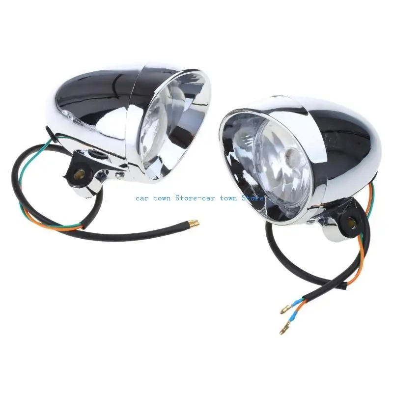 

RXJE 2Pcs Motorcycle Headlight Chrome Front Fog Light Daytime Running Lamp