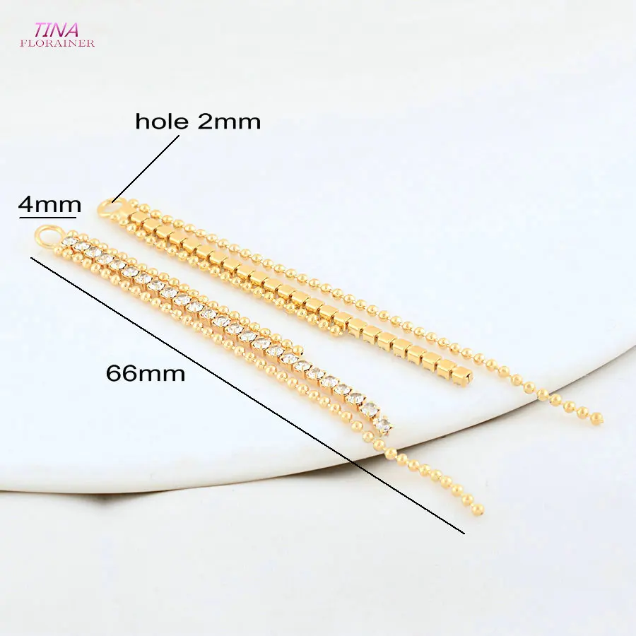 4PCS 60MM 18K Gold Color Brass Tassel Chain Charms Pendants Jewelry Making Supplies Diy Earrings Findings Accessories view 6