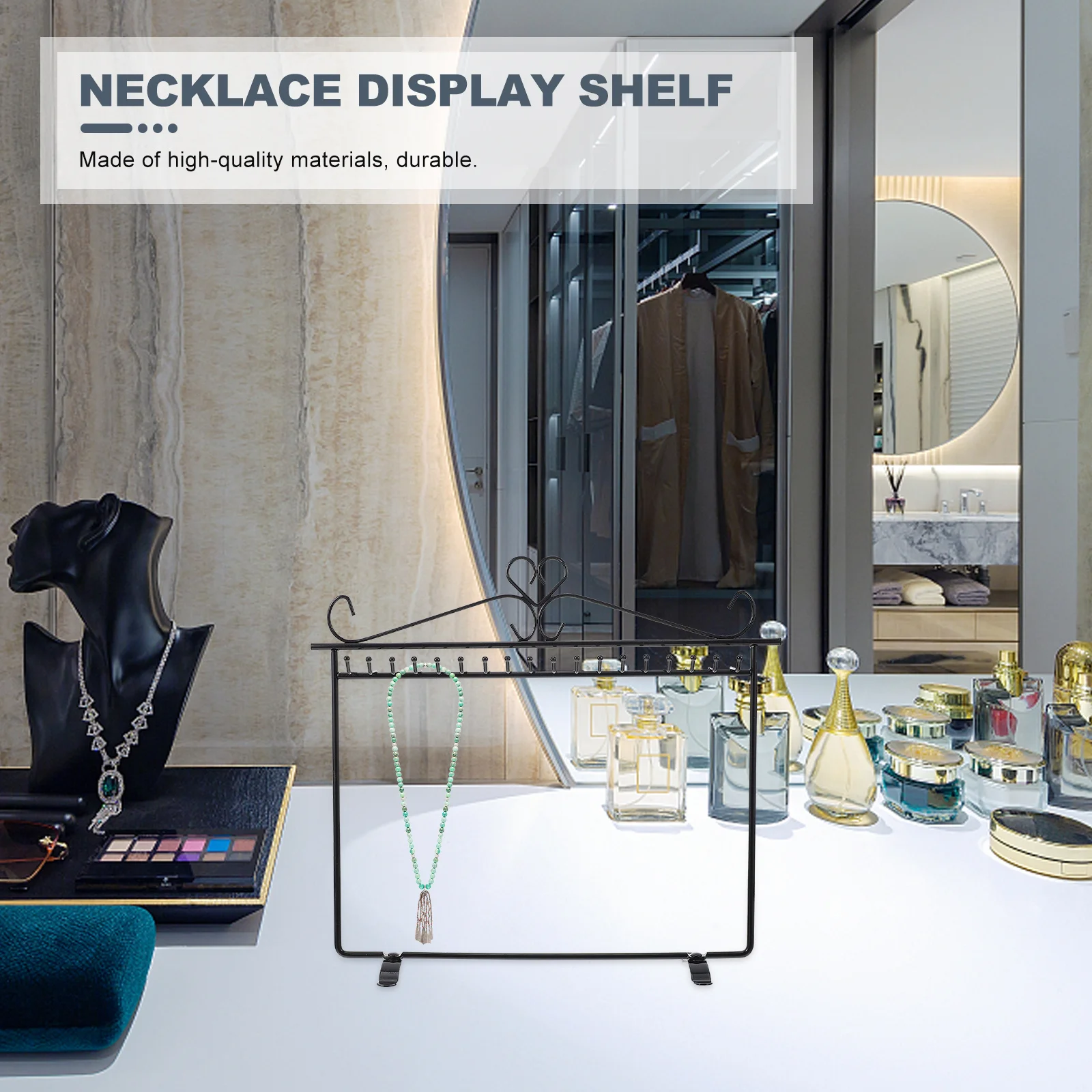 

1Pcs Necklace Display Rack Multi-Slot Iron Craft Jewelry Storage Organizer Desktop Display Stand Desktop Jewelry Rack
