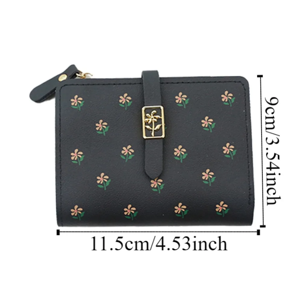 Cartera de piel sintética con estampado Floral para tarjetas, monedero plegable con patrón de flores suaves, cartera bonita para viaje