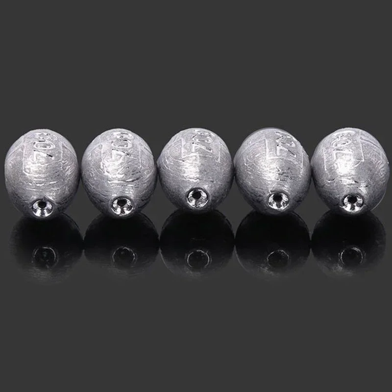 1/5/10Pcs Set Fishing Lead Sinker Olive Sinker Round Hollow Bait Lead Sinker Fishing Tackle