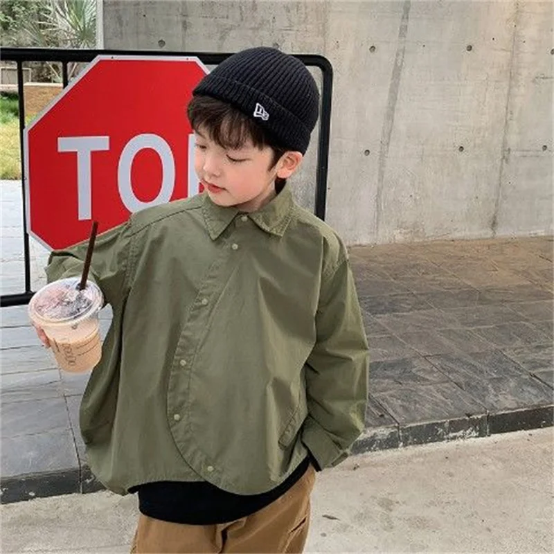 Boys Baby\'s Kids Blouse Jacket Outwear 2023 Hot Spring Autumn Shirts Cotton Gift Plus Size Children\'s Clothing