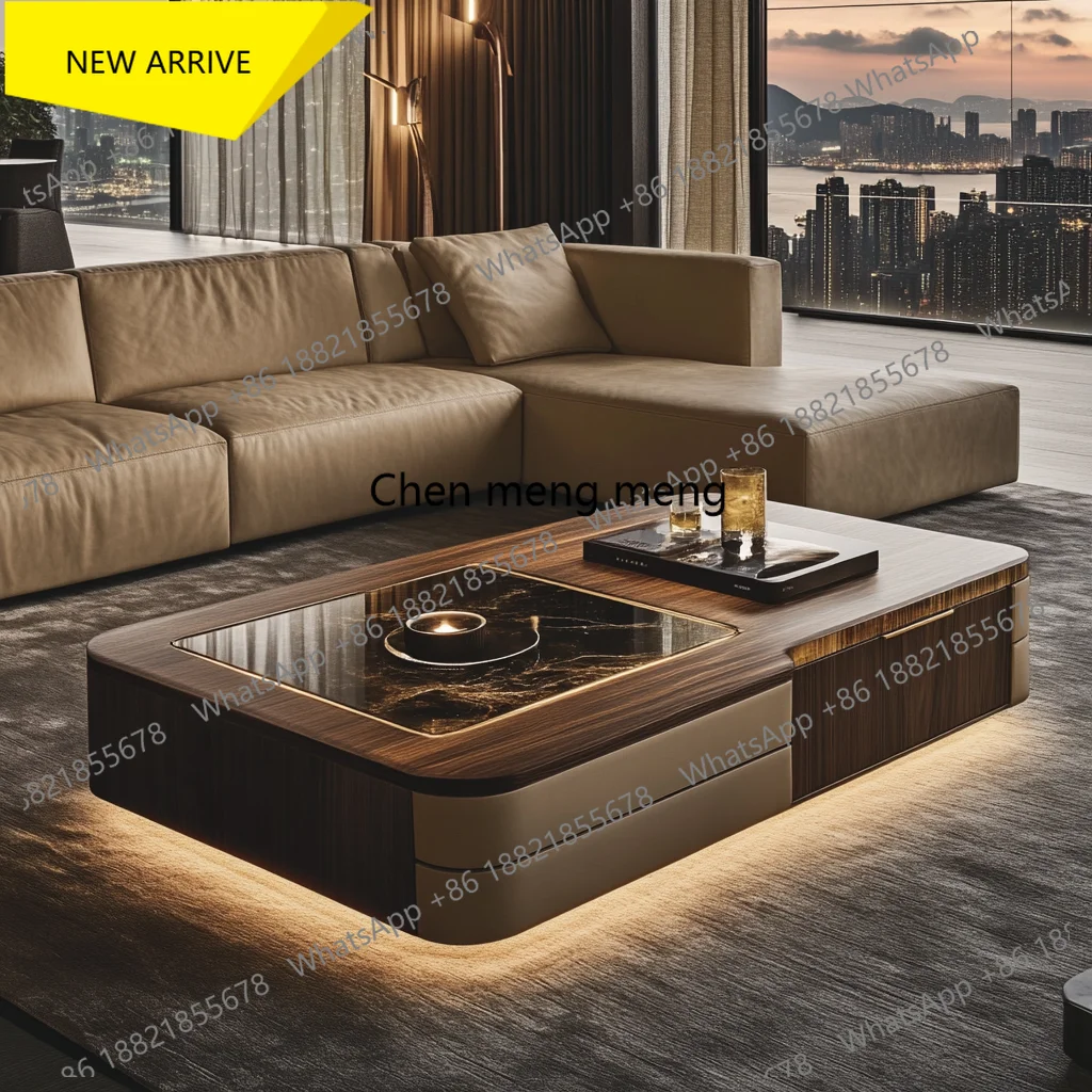d178 Modern atmospheric luminous marble coffee table living room custom square modern design, luxury stone