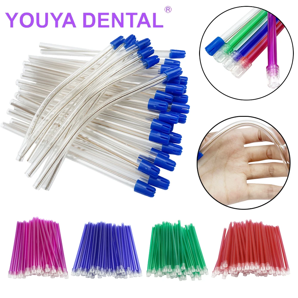 100Pcs/Bag Dental Saliva Ejector Aspirator Tube Odontologia Disposable Suction Tips Oral Care Tool Bendable Dentistry Materials