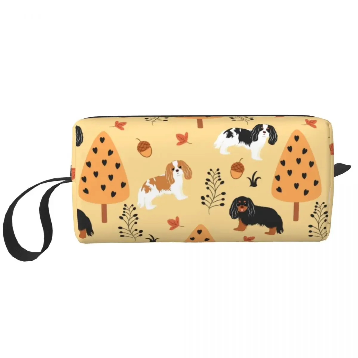 Cavalier King  Spaniel In Autumn Toiletry Bag Cartoon Dog Cosmetic Makeup Organizer Ladies Beauty Storage Dopp Kit Case