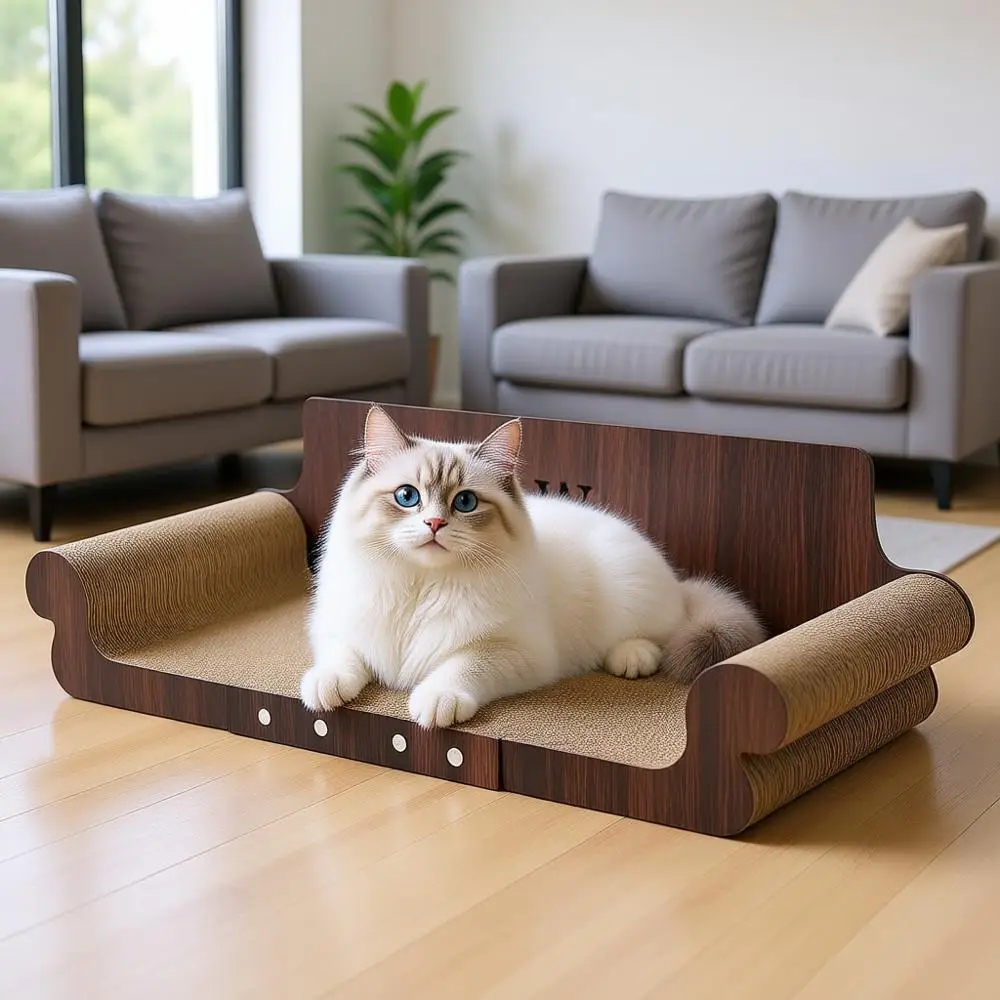 

Extra Large Scratcher Bed, 32 Inch Scratching Board Couch, Durable Cardboard Scratcher Lounger, Stylish Bed or Indoor Furniture