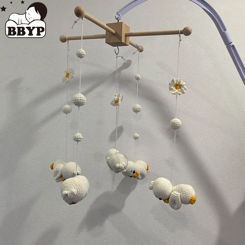 

Деревянный мобиль для детской кроватки с мультяшными утками, подвесные погремушки, держатель для игрушек, кронштейн для крепления, подарки для детей