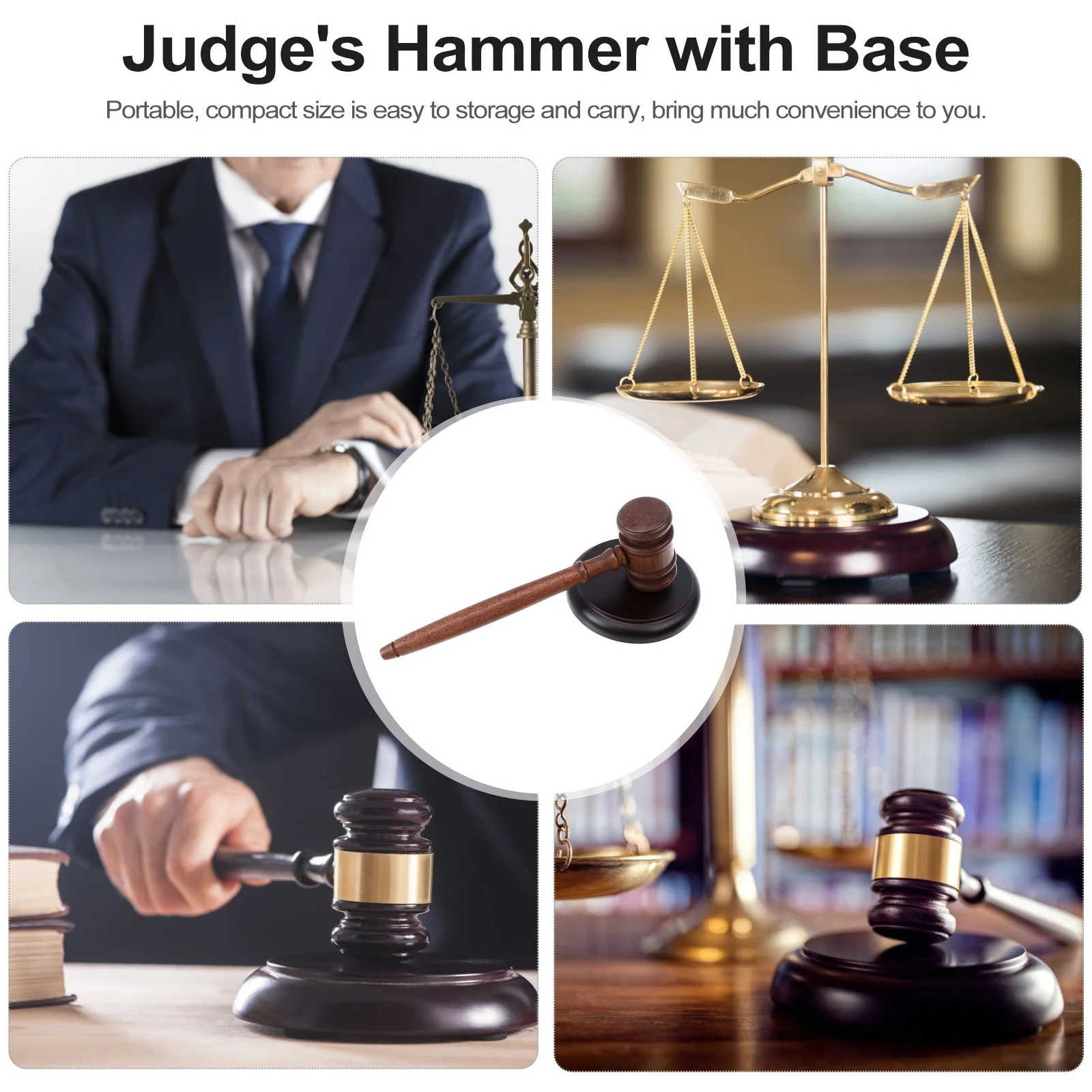 

1 set 1 Set Wooden Auction Gavel With Solid Base Clear Sound For Court Judge Lawyer Auction Stage Use Trial Hammer
