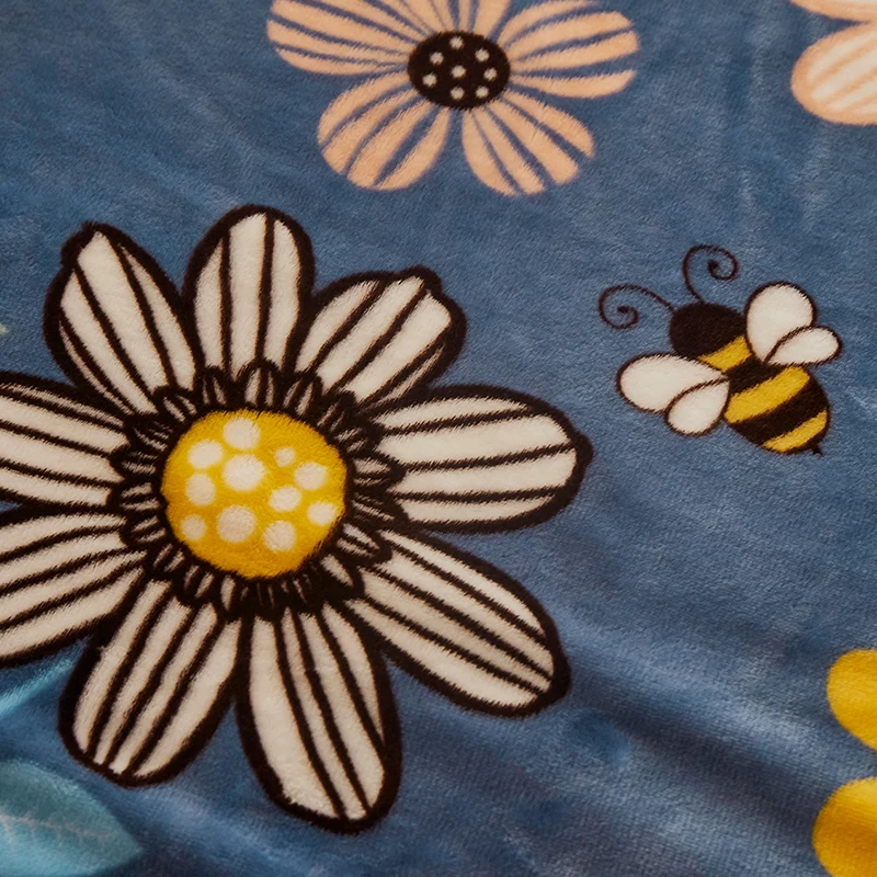 Flower Blanket for Sofa Reactive Printed Thin Blanket for Beds Single/Queen/King Coral Fleece Flannel Blanket Soft Warm Plaids