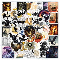 50Pcs Fire Dragon Wings Stickers Cartoon Flame for Travel Luggage Skateboard Car Motorcycle Helmet Guitar Laptop Phone Decal