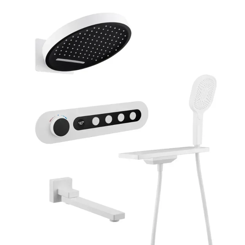 Four-function all-copper thermostatic large shower shower set, shower set
