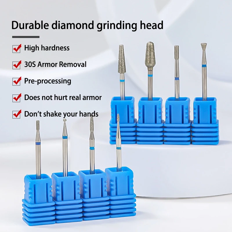 Diamond Nail Drill Bit Cuticle Clean Milling Cutter Nails For Electric Manicure Machine Accessories Ball Burr Removing