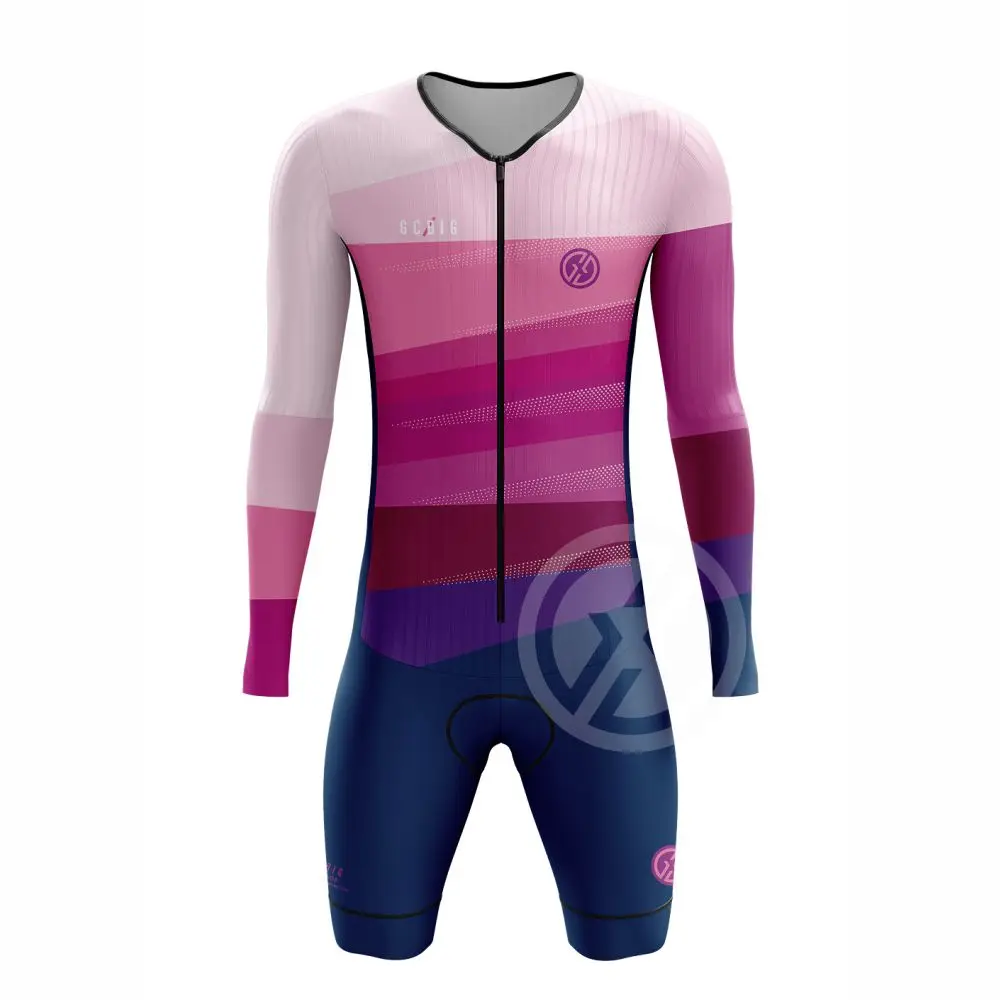 Gcbig Sport Cycling Skinsuit Men\'s Long Sleeve Uv Protection Jumpsuit Mono Triatlon Gel Pad Bicycle Shorts Conjuntos De Ciclismo