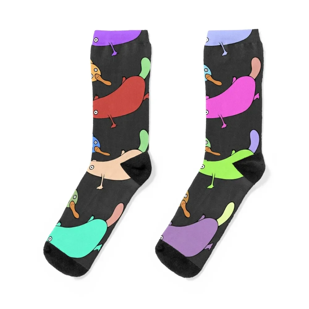 Colorful and Cute Platypus Pattern (black) Socks moving stockings christmass gift crazy Designer Man Socks Women's