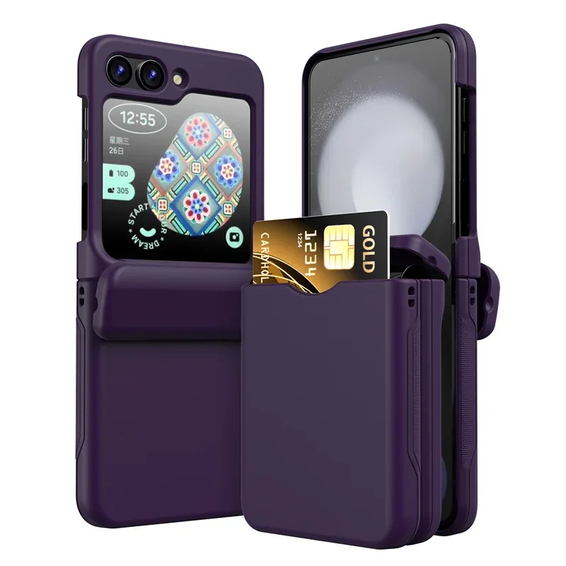 Mit Kartenhalter Schutzhülle für Samsung Galaxy Z Flip 8 7 FE 6 5 4 Flip6 Flip5 Flip4 Vollständig Scharniergeschützte Stoßfeste Hülle – Detail 6
