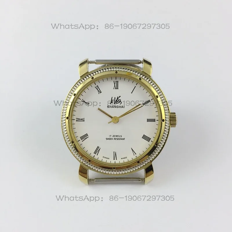 

24-Hour Shipping Type Tooth Edge Yellow Shell White Surface Manual Mechanical Watch Diameter 36mm Free Strap
