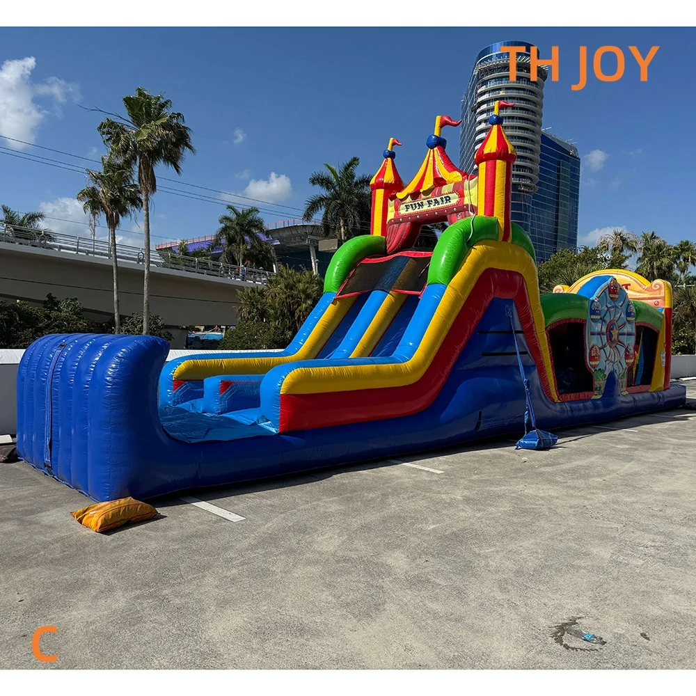 Cours d'obstacles gonflable drôle de cirque pour les enfants amusant parcours d'obstacles juste château gonflable avec aire de jeux coulissante