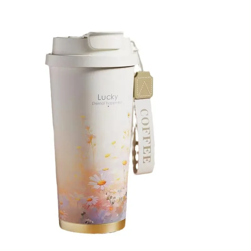 

Trendy coffee cup girls high value new thermos cup double drink car accompanying large capacity water