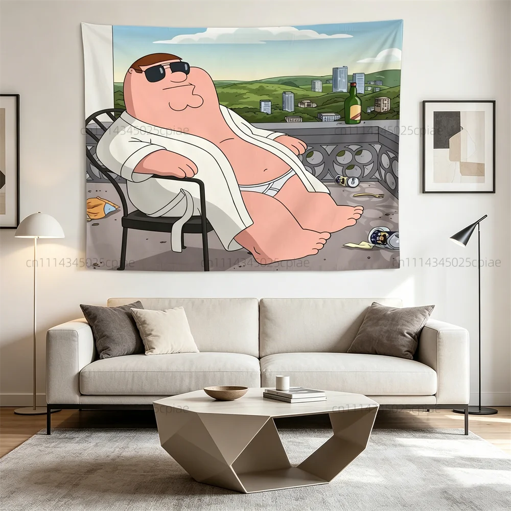 90X150CM Lustiger Wandteppich Peter Griffin Meme Flagge Wandbehang Wandteppiche Raumdekoration Ästhetischer Wohnheim-Hintergrund Stoffbanner