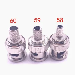 5pcs BNC Male Crimp Type Connector adapter plug for CCTV audio BNC Female Coupler Connector RG58/RG59/RG60