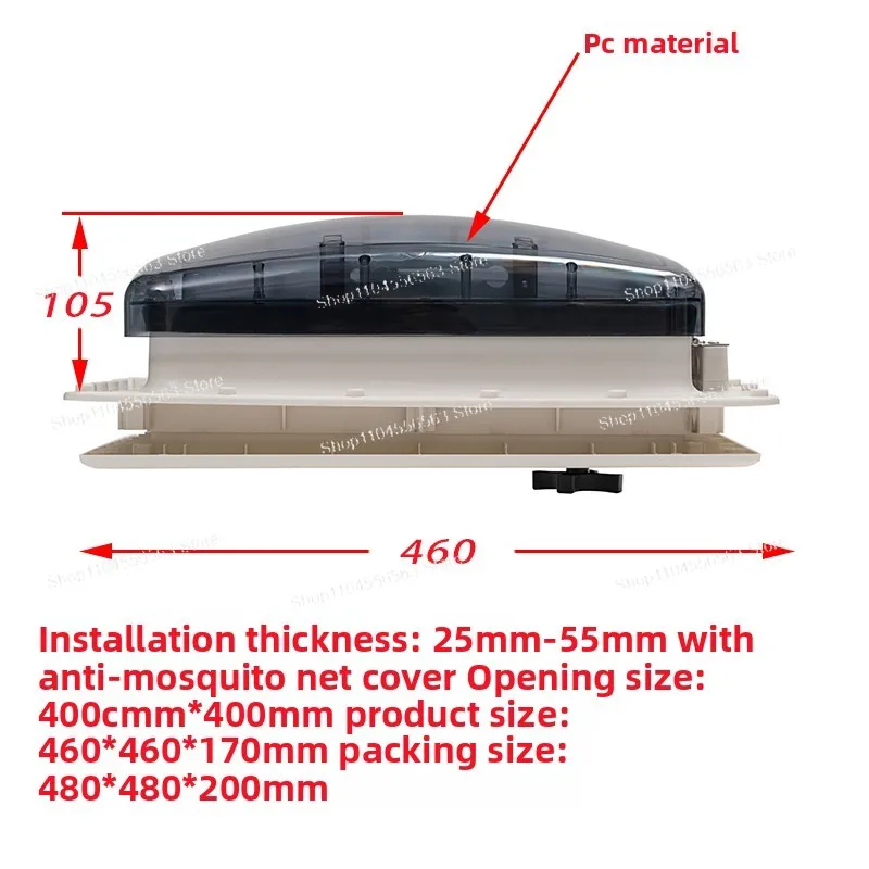 400*400 RV Ventilation Skylight with Mosquito Net – Vent for RV, Trailer, Transit & Maxus Self-Drive Camper Van Conversion