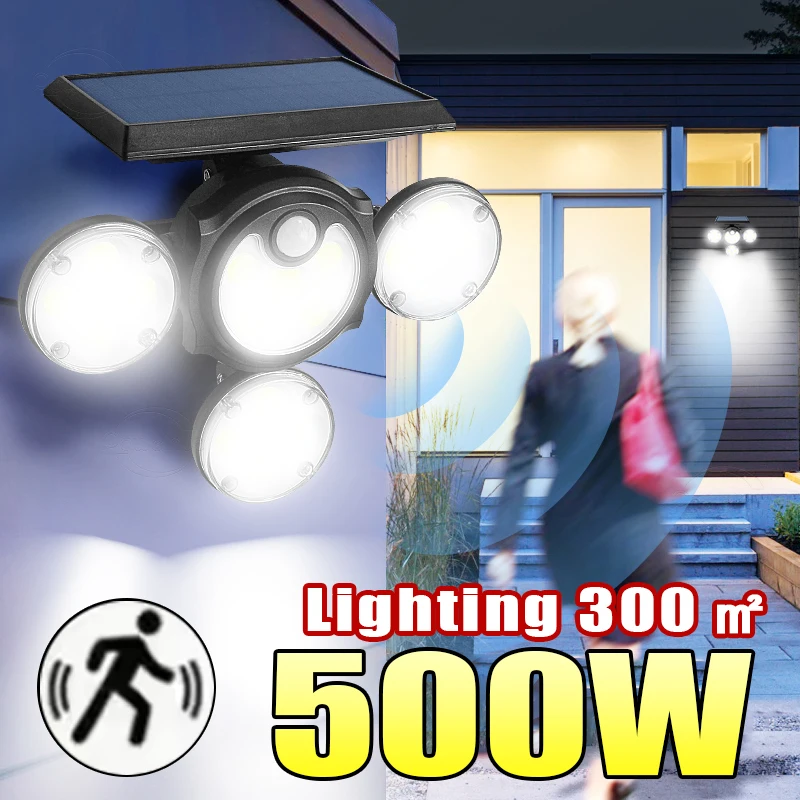 5000W Solar Wall Light Lawn Lamp with Induction Bright Light Multi-Head Solar Lamp Garden Path Outdoor Lighting Solar Charging