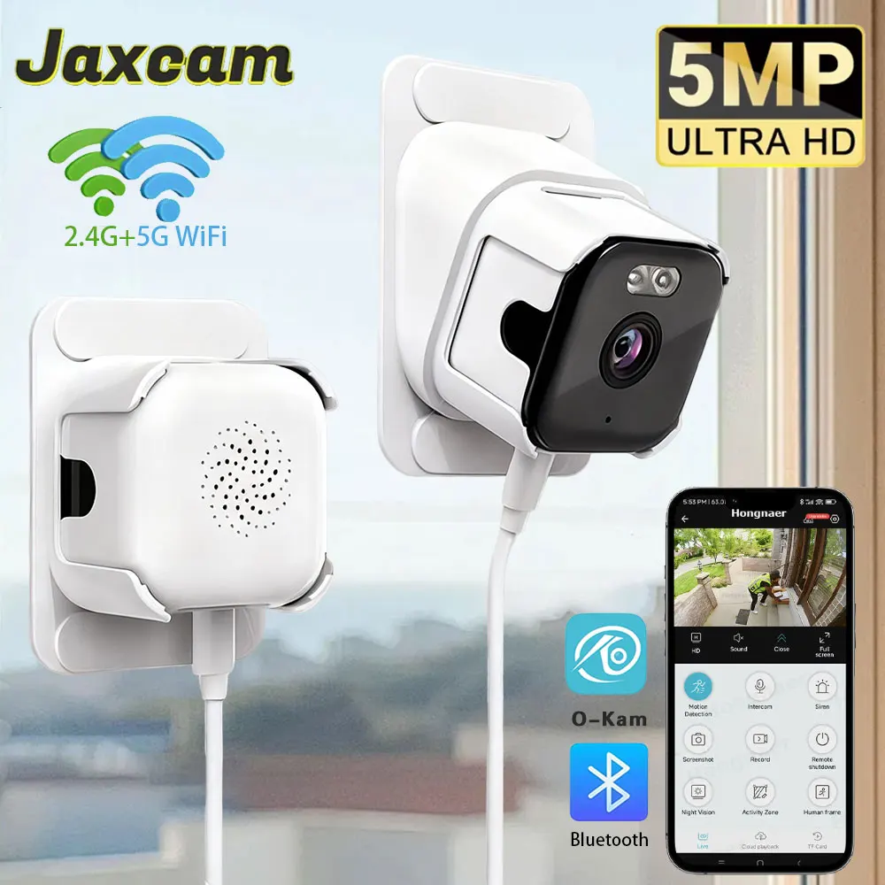 

5-мегапиксельная HD-видеокамера, 5 ГГц, Wi-Fi, внутренние камеры для домашней безопасности, цветное ночное видение, обнаружение движения, 24/7 запись, быстрая установка