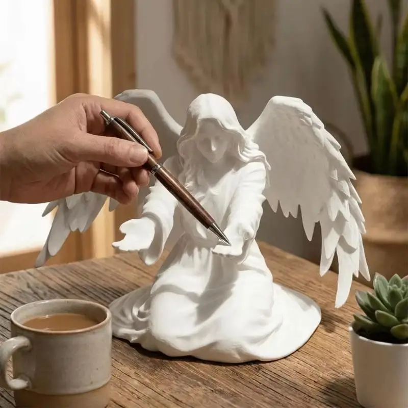 Plastic Non-Slip Base Stable 3D Printed Plastic Angel Pen Stand Desktop Organiser Rack Pen Holder Desktop Organizer Gift Idea