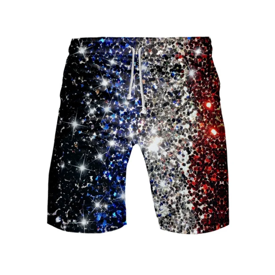 Pantalones cortos con estampado de bandera de EE. UU. En 3D para hombre, bañadores cortos de dibujos animados para playa, trajes de surf deportivos de hip hop, Verano