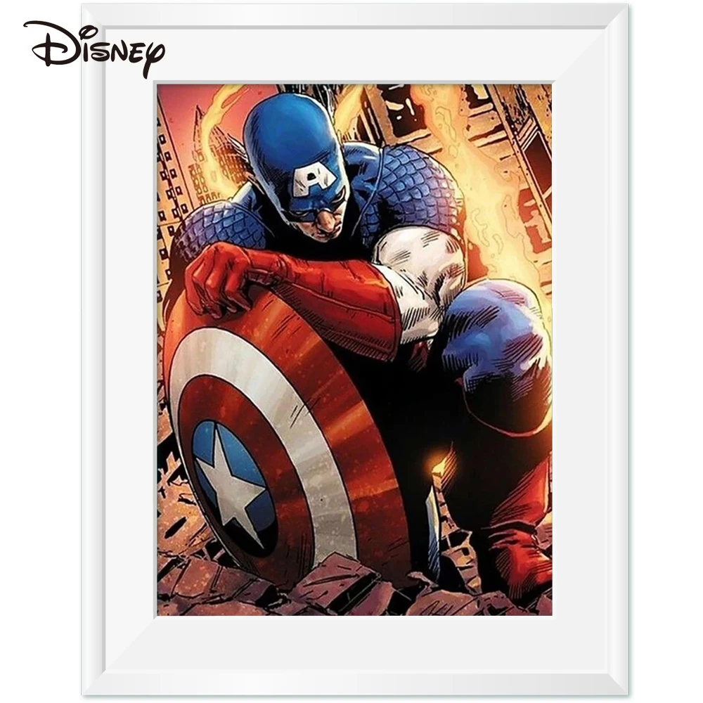 Disney Cross Stitch Captain America Embroidery Supplies Cartoon Needlework Marvel Animation White Canvas 11ct 14ct Handmade