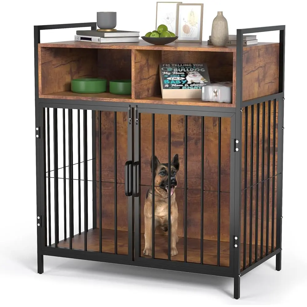 

32/40 Hes Furniture Style Dog Crate For Medium Small Dog,Indoor Dog Kennels With Drawers Storage(Rustic Brown)