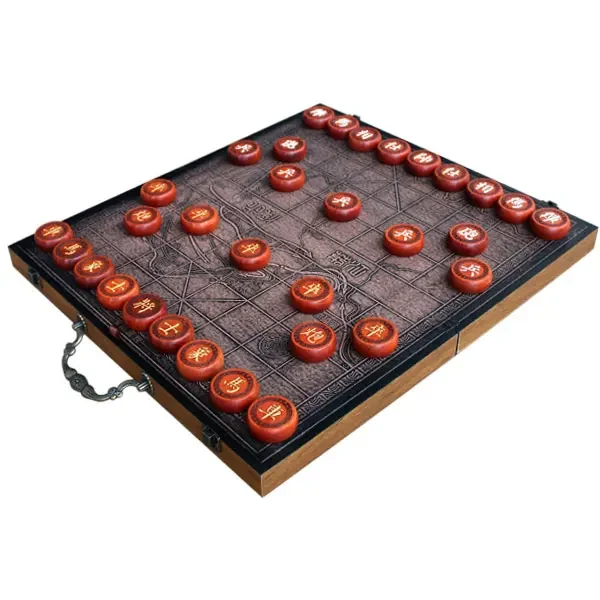 

Luxury Chess Portable Pterocarpus Striata Handmade Sculpture Retro Red Exquisite High Quality Latrunculorum Ludum Family Games