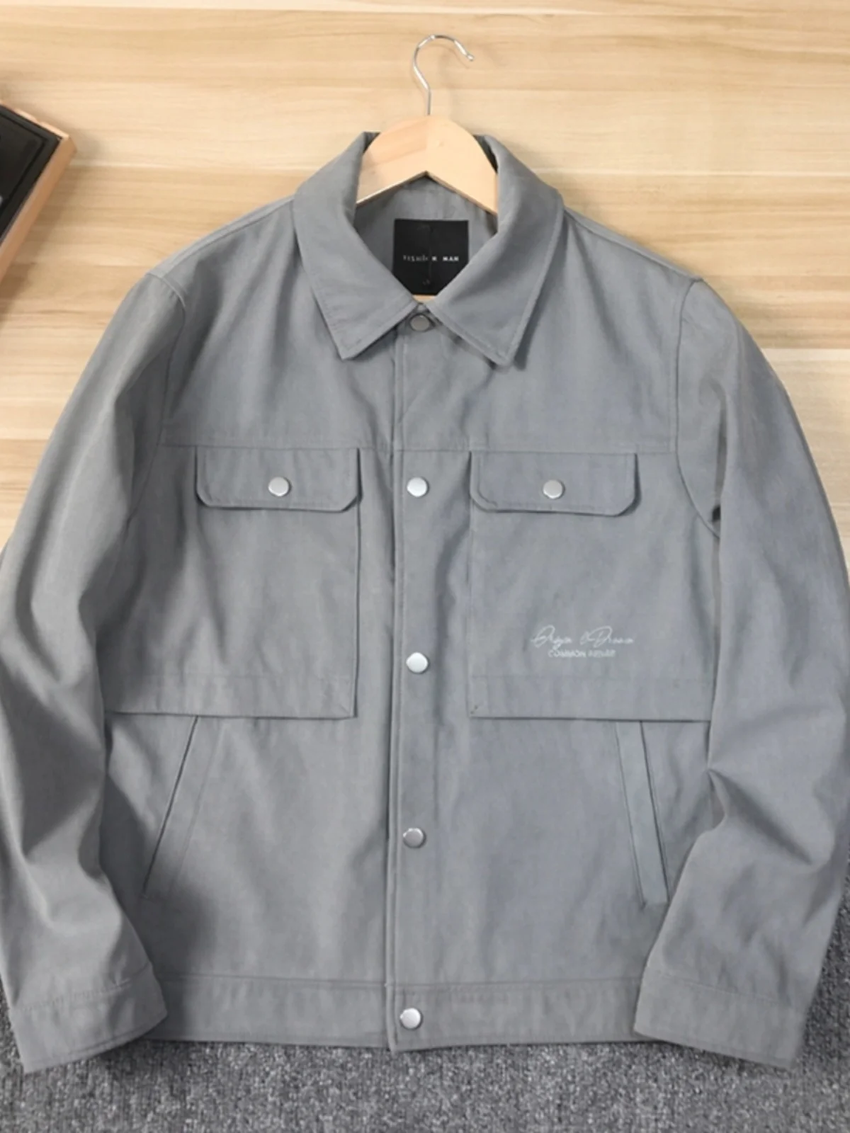 

Retro Waed Spring Men's Faion Versatile Multi-ket Lightweight Jaet Casual Outerwear Stand Fit Urban Sle Long Sl...