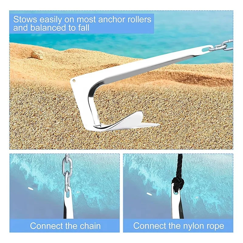 

XSXS-Boat Claw Anchor 1Kg 316 Stainless Steel High Performance For Marine Yacht Kayak