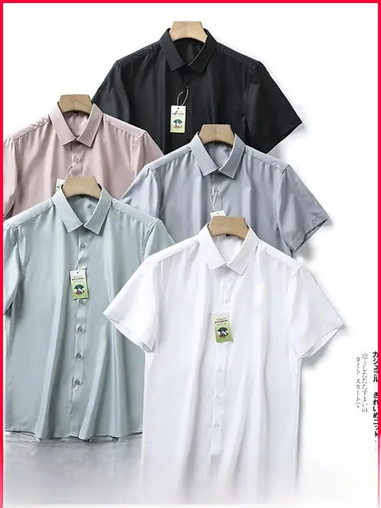 

Business Casual Men's Short Sleeve Shirt Modal Silk Blend Breathable Comfortable Spring Summer Fashionable Commute Ready