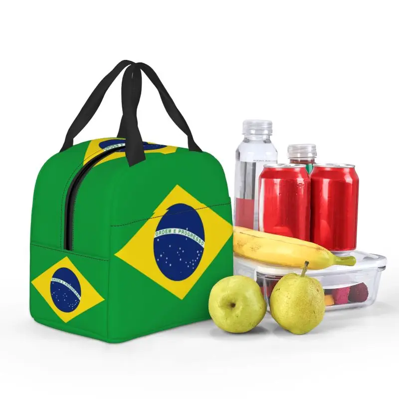 Brasile Flag Resuable Lunch box Women Waterproof Cooler Thermal Food Insulated Lunch Bag School Children Student