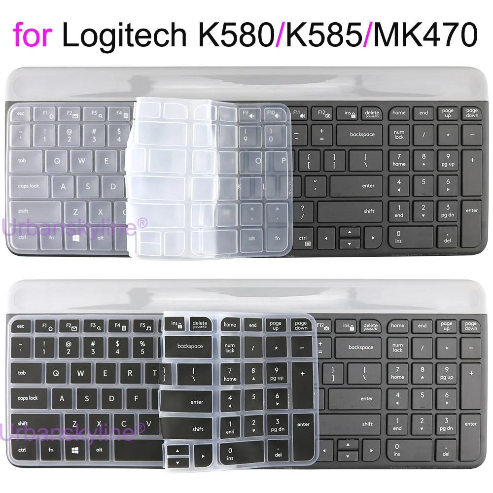 

K580 Keyboard Cover for Logitech K580 k585 K470 MK470 for Logi Set Transparent Silicone Protector Skin Case Film Accessories