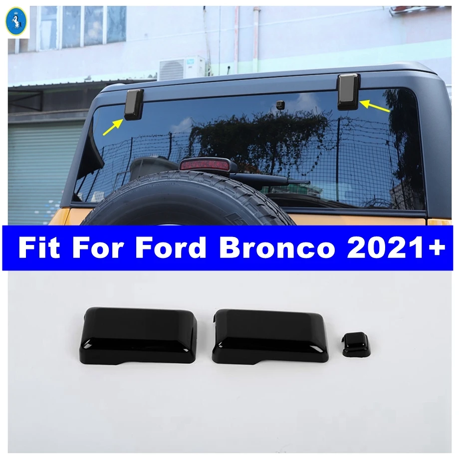 

Rear Tailgate Trunk Tail Door Back Window Hinge Decor Frame Cover Trim Fit For Ford Bronco 2021 2022 Black Exterior Accessories