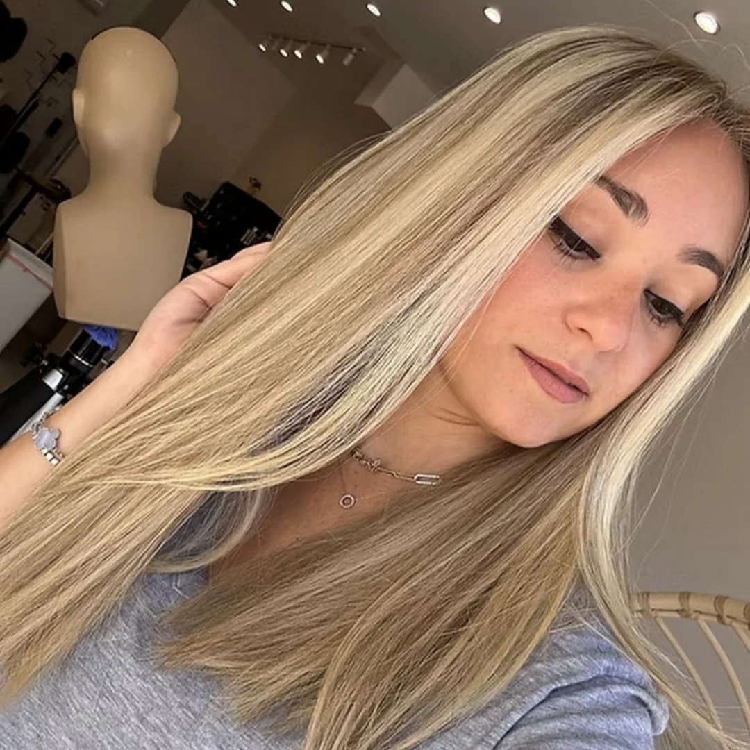 الفاخرة الطبيعية مستقيم الدانتيل الجبهة الباروكات تسليط الضوء على الرماد شقراء أومبير غلويليس الباروكات 180% عالية الكثافة تخصيص بيروكات صناعية #1