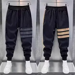 Trendy Men Black Joggers Autumn Sweatpants Winter Drawstring Casual Pants Workout Running Cotton Sports Trousers Men Clothing