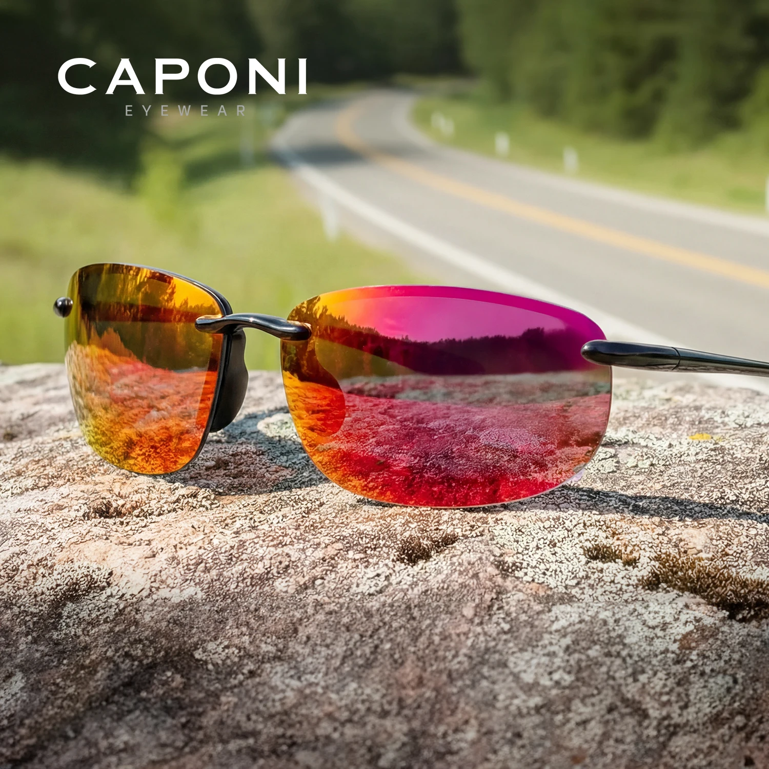 

Поляризованные солнцезащитные очки CAPONI для мужчин, оригинальный дизайн, солнцезащитные очки для занятий спортом на открытом воздухе, для бега, вождения, фотохромные черные очки BS36502